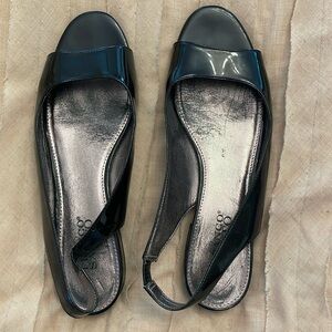 Franco Sarto Black Sandal. Low heel. Sling  back. 9M.